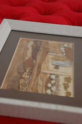 Sanatçı İmzalı 3 Boyutlu Çiçek ve Yapraklardan Manzara Tablosu – 20x24 cm