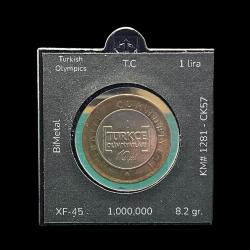 2012 1 lira Turkish Olympics KM#1281 ÇÇT/XF-45