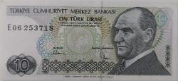 7.EMİSYON 2.TERTİP 10 TÜRK LİRASI KAĞIT PARA  E06253718 GÜZEL NUMARALI ÇİL-ÇİLALTI NADİR