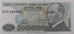 7.EMİSYON 1.TERTİP 10 TÜRK LİRASI KAĞIT PARA  B27188831 GÜZEL NUMARALI ÇİLALTI NADİR