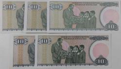 7.EMİSYON 1. VE 2.TERTİP 10 TÜRK LİRALARI HARF SIRALI KAĞIT PARALAR A45027889-B30192059-C60123131-D50206868-E46753771 SERİ NOLU ÇİL NADİR