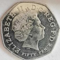 İNGİLTERE 2011    50 PENCE   HATIRA Dünya Doğa Fonunun (WWF) kuruluşunun 50 yılı