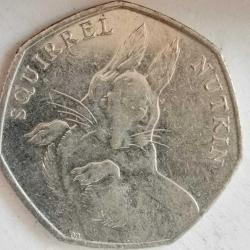 İNGİLTERE 2016    50 PENCE   HATIRA   150th Anniversary - Birth of Beatrix Potter, Squirrel Nutkin