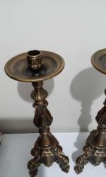 Antika avrupa bronz şamdan