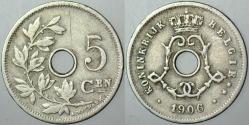 BELÇİKA 5 CENTİMES 1906.