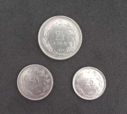 3 ADET 1970'LER 2,5 LİRA - 50 KURUŞ - 25 KURUŞ MADENİ PARA LOTU KONDİSYON YÜKSEK KOLEKSİYONLUK NADİR