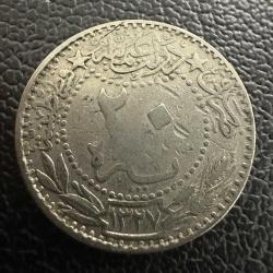 5. MEHMED REŞAD · 20 PARA · (1327/3) · KOSTANTİNİYE · NİKEL. Göbekten Hafif Bombeli.