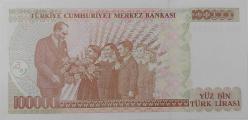 7.EMİSYON 3.TERTİP 100.000 YÜZ BİN TÜRK LİRASI H61570095 SERİ NOLU ORİJİNAL GÜZEL NUMARALI KAĞIT PARA ÇİL NADİR