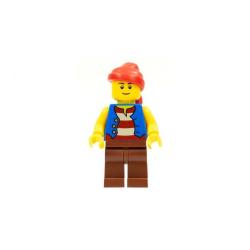 Lego® pi137a Minifigür, Mavi Yelek, Kızıl Kahverengi Bacaklar, Kırmızı Bandana ve Siyah Kaşlı Korsan (Pirates II)