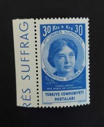 1935 Kadın Hakları Kongresi Hatıra Pullari Damgasız katalog 30000 tl Şarniyersiz mnh bandaletli ve isfila tarafından kontrollü tam seri