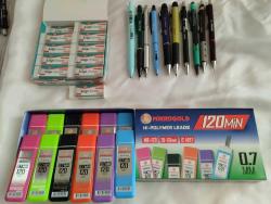 FABER CASTEL-ROTRİNG-OSAKA-MİKRO -LOGON-PENAC-ADEL-UMİX- COİN-FİXPOİNT 0.7MM VERSATİL KALEM 10 ADET +120 Lİ 12 KUTU UÇ+20 ADET BÜYÜK  SİLGİ TOPLAM 42 PARÇA