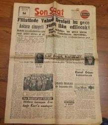 İSRAİL DEVLETİ KURULUŞ HABERİ GAZETESİ. HALİYLE.