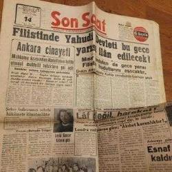 İSRAİL DEVLETİ KURULUŞ HABERİ GAZETESİ. HALİYLE.