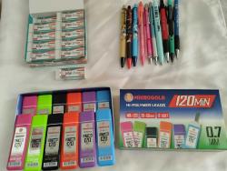 PENTEL -ROTRİNG-FABER CASTELL -ADEL-ROTRİNG MİKRO 0.7MM VERSATİL KALEM UÇLU KURŞUN KALEM 10 ADET +120 Lİ 12 KUTU UÇ+20 ADET BÜYÜK  SİLGİ TOPLAM 42 PARÇA