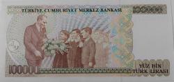 7.EMİSYON 2.TERTİP 100.000 YÜZ BİN TÜRK LİRASI E06663376 SERİ NOLU ORİJİNAL GÜZEL NUMARALI KAĞIT PARA ÇİL NADİR