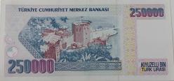 7.EMİSYON 1.TERTİP 250.000 İKİYÜZELLİ BİN TÜRK LİRASI B12711846 SERİ NOLU ORİJİNAL KAĞIT PARA ÇİLALTI NADİR