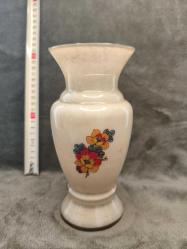 Vintage Mermer Desenli Çiçekli Vazo - 1960'lar