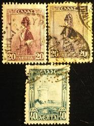 1927 YUNANİSTAN GÜNLÜK PULLAR x3 DAMGALI