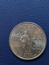 AMERİKA 2003 ILLINOIS 25 CENT EYALET ÇEYREK DOLAR, 2003 ÇEYREK DOLLAR EYALETLER SERİSİ.