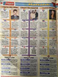 TELEMAGAZİN GAZETESİ DOĞUM GÜNÜ HEDİYESİ - 31 MAYIS 2003 -Petek Dinçöz - Gülben Ergen - İzel - Deniz Akkaya - Kerem Alışık - Ebru Gündeş - Barış Kocaoğlu - Burhan Ayeri - Okan Bayülgen - Hülya Avşar - Yıldız Tilbe - Süleyman Topaloğlu - İpek Tanrıyar - Show zamanı geliyor - Kerem benim 2 katım çalışıyor - Aşkın kadar güzel oynayamam - Gülben bu belli mi olur - Sunuculuk ve sululuk - Okan Bayülgen çift vardiya - Ebru Gündeş’ten Petek Dinçöz’e iltifat - Hülya’dan da Gülben’den de iyisin - İddialı ama alçakgönüllü - Ekrana sadece şarkılarımla çıkarım