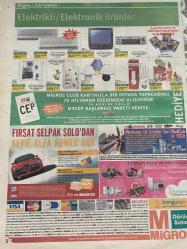 MİGROS GAZETESİ DOĞUM GÜNÜ HEDİYESİ- 14 MAYIS 2003 -Migroskop-meyve-sebze-içecekler-gıda ürünleri-temizlik-kişisel bakım-ev ürünleri-elektirkli ürünler-elektronik ürünler-Fırsat selpak solodan