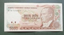7 Emisyon B 78 Seri 5000 Lira Çil Büyük Mevlana