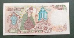 7 Emisyon B 78 Seri 5000 Lira Çil Büyük Mevlana