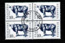 BULGARİSTAN  22.Şubat.1991  ÇİFTLİK HAYVANLARI TAM SERİ 4'LÜ BLOK YIKANMAMIŞ GÖBEK DAMGALI