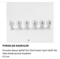 Porselen KADEH, Shot BARDAĞI,  Osmanlıca Rakamlı 6 Adet..