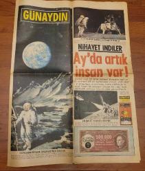 1969. İNSANOĞLUNUN AY'A İLK GİDİŞİ HABERİ. NADİR. KOLEKSİYONLUK.