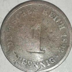 ALMANYA 1892 D   1 PFENNIG