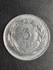 1976 YILI MADENİ 5 LİRA   ÇÇT TCM 2936