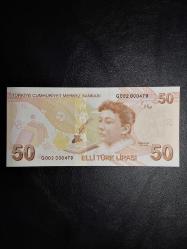 9. EMİSYON 50 TÜRK LİRASI   G 002 000479  ÇİL (  GÜZEL NO ) TCB 3050