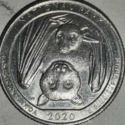 AMERİKA 2020  D   25 CENT ÇEYREK DOLAR   HATIRA  Güzel Amerika Çeyrekleri - Amerikan Samoası Ulusal Parkı