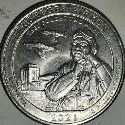 AMERİKA 2021 P   25 CENT ÇEYREK DOLAR   HATIRA  Güzel Amerika Çeyrekleri - Tuskegee Airmen Ulusal Tarihi Bölgesi