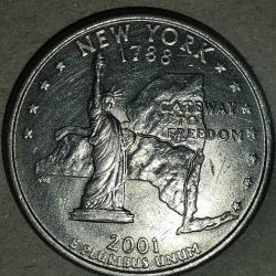 AMERİKA 2001 P   25 CENT ÇEYREK DOLAR   HATIRA  50 Eyalet Çeyreklikleri - New York
