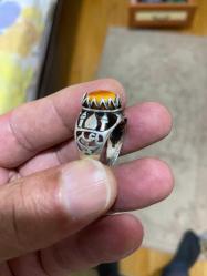 Orjinal seccar Damla kehribar taşlı gümüş yüzük