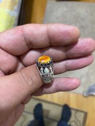 Orjinal seccar Damla kehribar taşlı gümüş yüzük