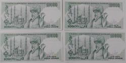 7.EMİSYON 4.TERTİP 10.000 ON BİN TÜRK LİRALARI K44679940-K44679941-K44679942-K44679943 SERİ NOLU ORİJİNAL KAĞIT PARALAR ÇİL NADİR