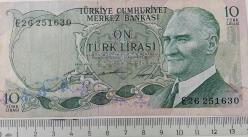 6.EMİSYON 1.TERTİP 10 ON TÜRK LİRASI E26251630 SERİ NOLU ORİJİNAL KAĞIT PARA ÇOK TEMİZ NADİR