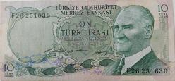 6.EMİSYON 1.TERTİP 10 ON TÜRK LİRASI E26251630 SERİ NOLU ORİJİNAL KAĞIT PARA ÇOK TEMİZ NADİR