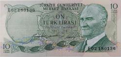 6.EMİSYON 1.TERTİP 10 ON TÜRK LİRASI E02180136 SERİ NOLU ORİJİNAL KAĞIT PARA ÇOK ÇOK TEMİZ NADİR