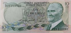 6.EMİSYON 1.TERTİP 10 ON TÜRK LİRASI D23310792 SERİ NOLU ORİJİNAL KAĞIT PARA ÇİLALTI NADİR