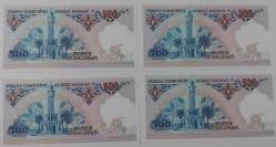 7.EMİSYON 2.TERTİP 500 BEŞYÜZ TÜRK LİRALARI E37325083-E37325084-E37325085-E37325086 SERİ NOLU ORİJİNAL KAĞIT PARALAR ÇİL NADİR