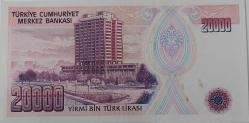 7.EMİSYON 1.TERTİP 20.000 YİRMİ BİN TÜRK LİRASI E68576895 SERİ NOLU ORİJİNAL KAĞIT PARA ÇİL NADİR