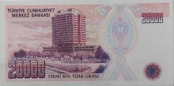 7.EMİSYON 1.TERTİP 20.000 YİRMİ BİN TÜRK LİRASI E65598056 SERİ NOLU ORİJİNAL KAĞIT PARA ÇİL NADİR