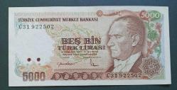 7 Emisyon C 31 Seri 5000 Lira Çil altı büyük Mevlana