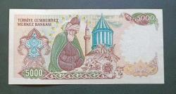 7 Emisyon C 31 Seri 5000 Lira Çil altı büyük Mevlana