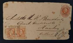 1894 Yılında Postadan Geçmiş Hollanda Hindistanı gönderimli zarf antiye