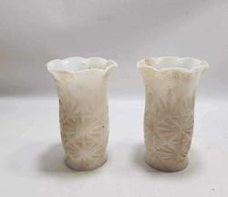 ESKİ TAŞ OPALİNDEN MAMUL ÇİFT ÇİÇEK SAKSI VAZO.
